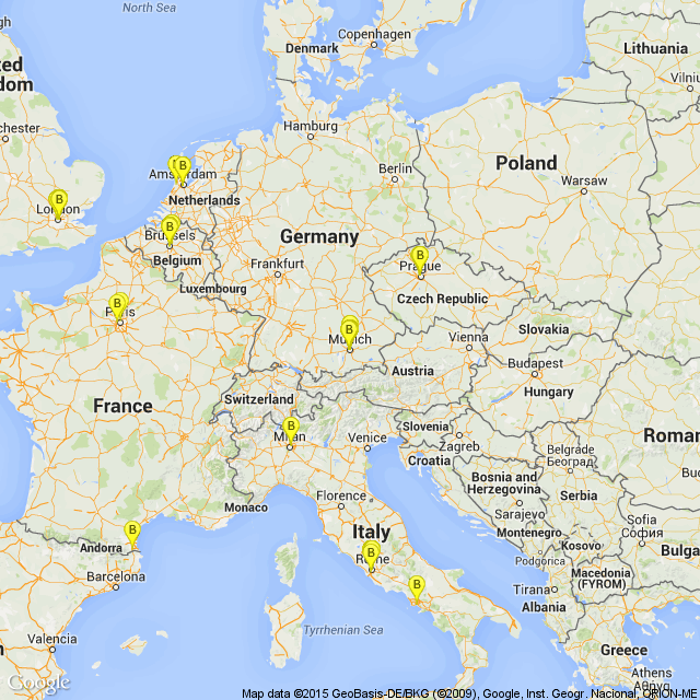 Locations in Europe beer was consumed!
